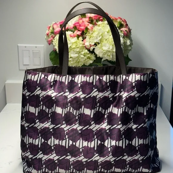Henri Bendel  Izak Artistic Purple and Brown Tote Shoulder Bag + H.B. Dusty NWOT - Picture 8 of 13